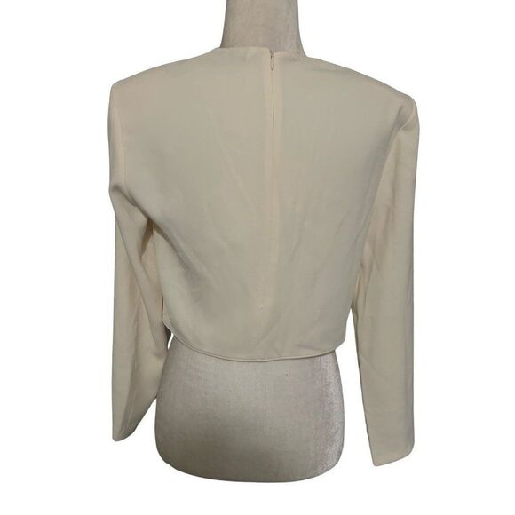 zara womens solid ivory crew neck long sleeve top blouse medium - Picture 2 of 5